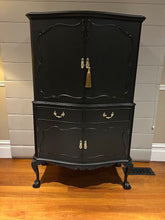 Upcycled Vintage Queen Anne Black Cocktail Cabinet