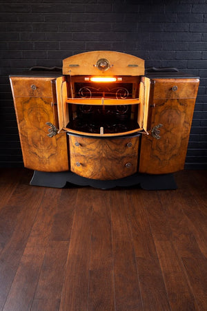 Vintage Art Deco Burr Walnut Drinks Cabinet