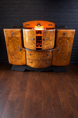 Vintage Art Deco Burr Walnut Drinks Cabinet