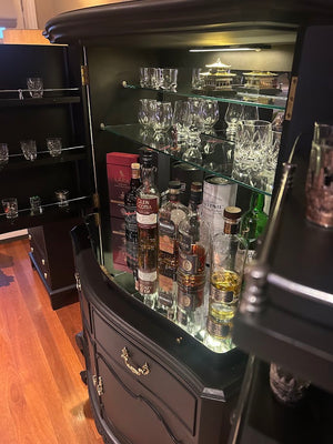 Upcycled Vintage Queen Anne Black Cocktail Cabinet