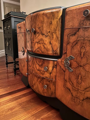 Vintage Art Deco Burr Walnut Drinks Cabinet