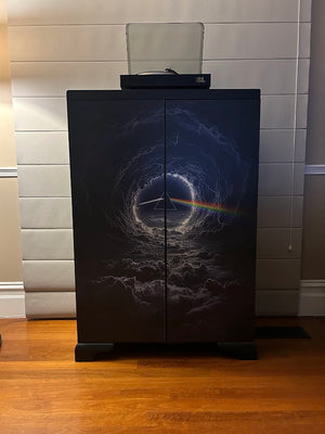 Upcycled Vintage Wardrobe Bar — Dark Side of the Moon Edition