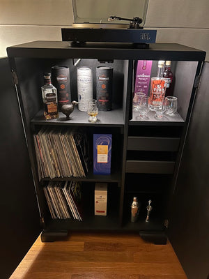 Upcycled Vintage Wardrobe Bar — Dark Side of the Moon Edition